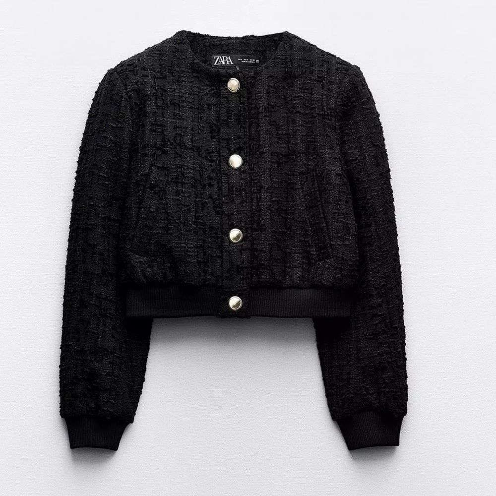 Zara textured weave bomber jacket